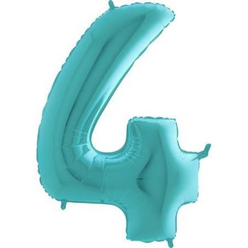 Balão Foil Número 4 Azul Claro