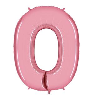 Balão Foil Número 0 Rosa Claro