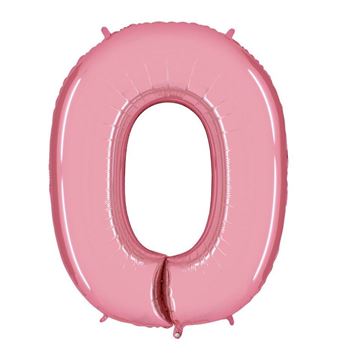 Balão Foil Número 0 Rosa Claro