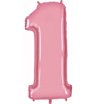 Balão Foil Número 1 Rosa Claro