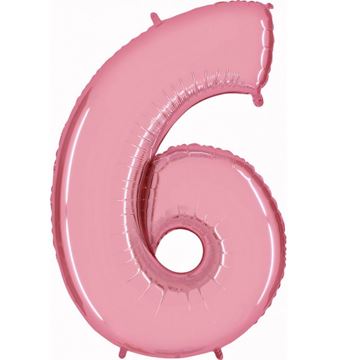 Balão Foil Número 6 Rosa Claro