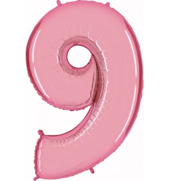 Balão Foil Número 9 Rosa Claro