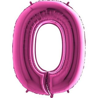 Balão Foil Número 0 Rosa Choque