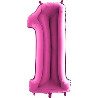 Balão Foil Número 1 Rosa Choque