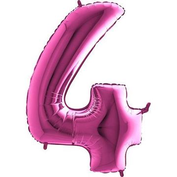 Balão Foil Número 4 Rosa Choque