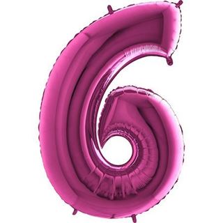 Balão Foil Número 6 Rosa Choque