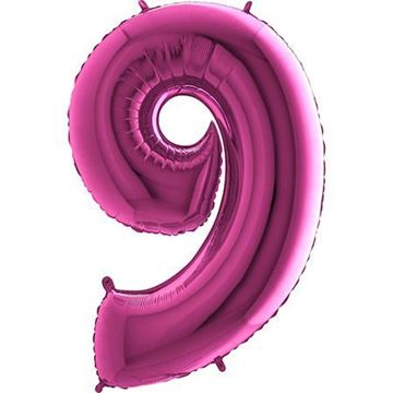 Balão Foil Número 9 Rosa Choque