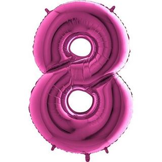 Balão Foil Número 8 Rosa Choque