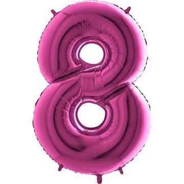 Balão Foil Número 8 Rosa Choque