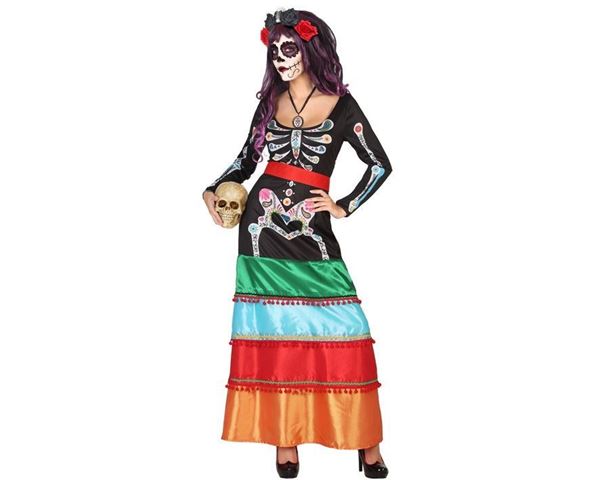 Fato Mexicana Esqueleto Mulher M-l