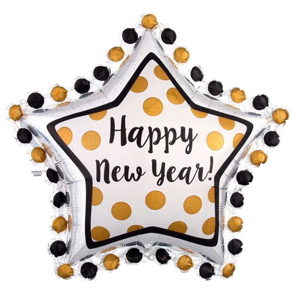 Balão Foil Supershape Estrela Happy New Year