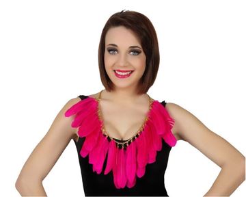 Colar Com Plumas Rosa