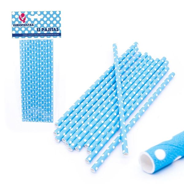 Palhinhas De Papel Azul 12un