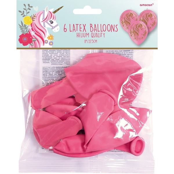 6 Balões Latex 11" Unicórnio Mágico