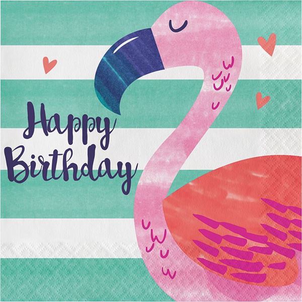 Guardanapos Happy Birthday Flamingo