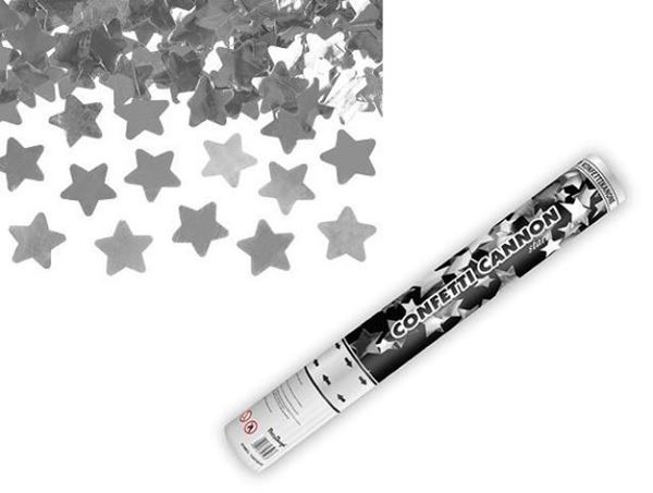 Canhão De Confettis 40cm Estrelas Prateadas