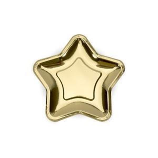6 Pratos Estrela 18cm Dourado