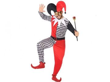 Fato Arlequim Vermelho E Preto M-l