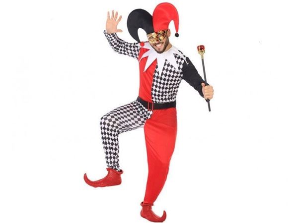 Fato Arlequim Vermelho E Preto M-l