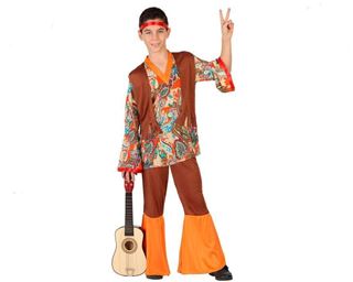 Fato Menino Hippie Laranja 7-9 Anos