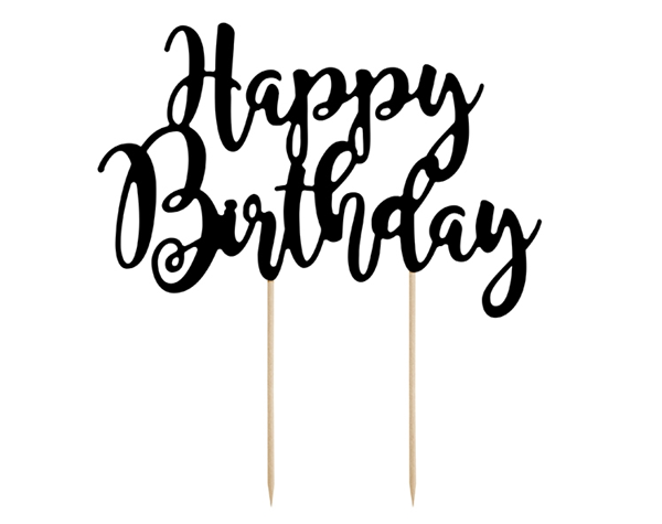 Topo Bolo Happy Birthday Preto 22.5cm