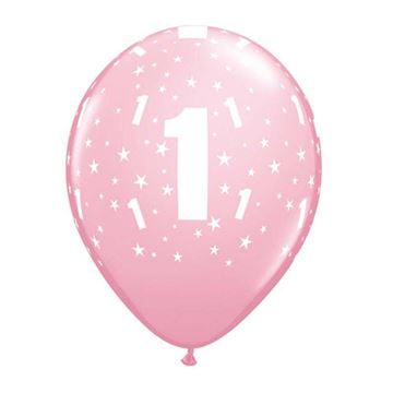 6 Balões Impressos Aniversário Nº1 - Rosa