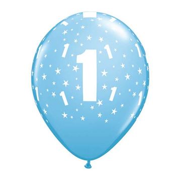 6 Balões Impressos Aniversário Nº1 - Azul