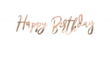 Banner Happy Birthday Rose Gold 16.5x62cm