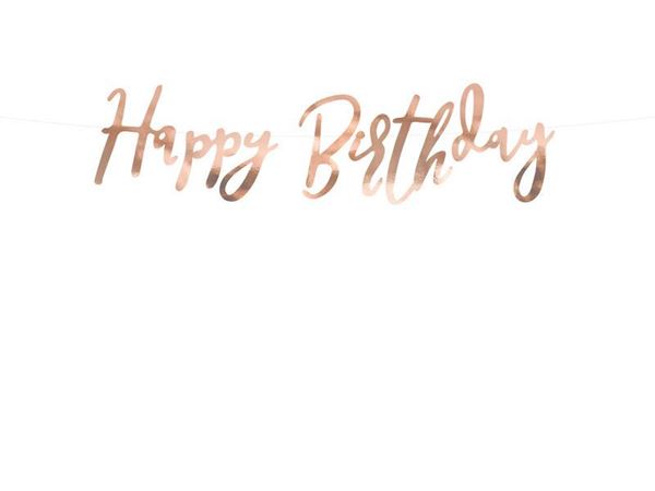 Banner Happy Birthday Rose Gold 16.5x62cm