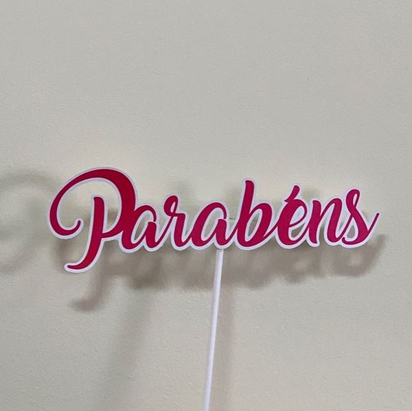 Topper Parabéns Rosa
