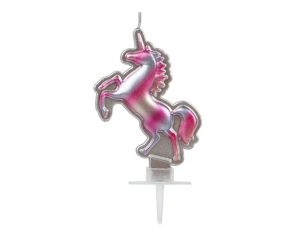 Vela Unicórnio Prata E Rosa