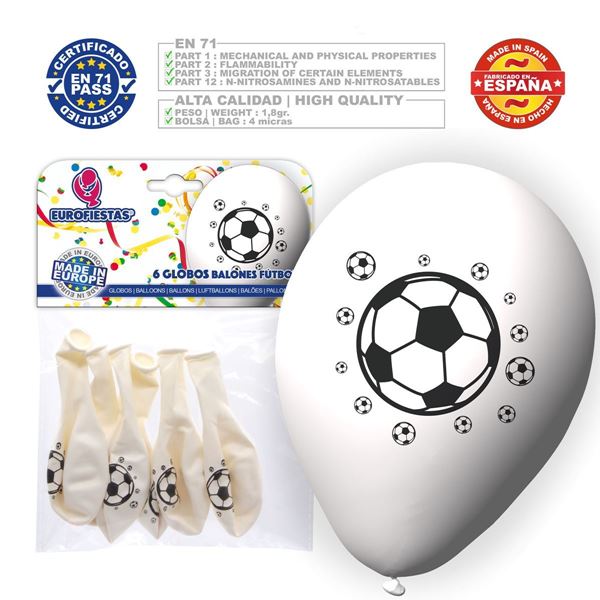6 Balões Látex Futebol