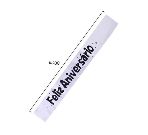 Faixa Feliz Aniversário Branca