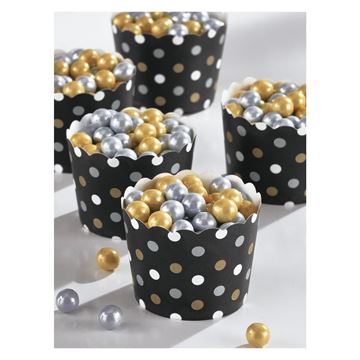 36 Mini Copinhos Papel Bolinhas - Preto