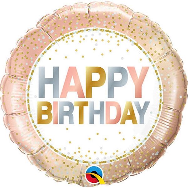 Balão Foil 18" Happy Birthday Metallic Dots