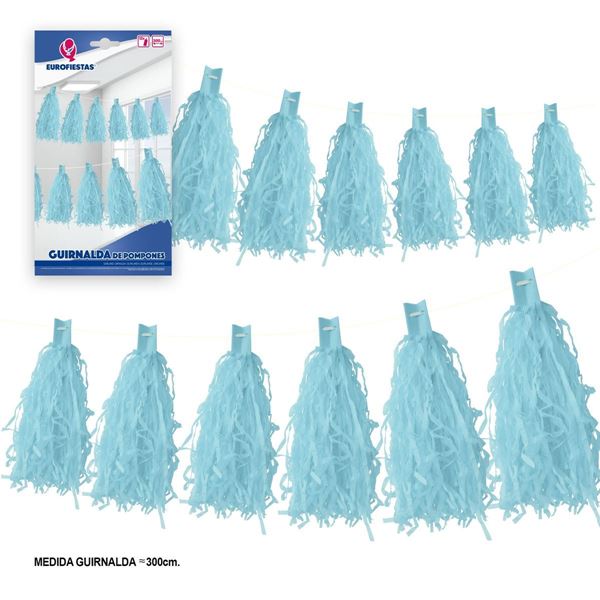 Grinalda Pompons Azul 3m