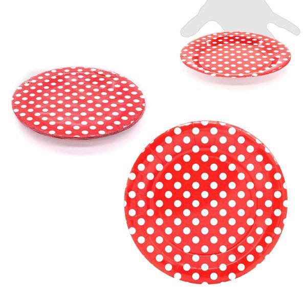 Pratos 18cm Vermelho Bolinhas