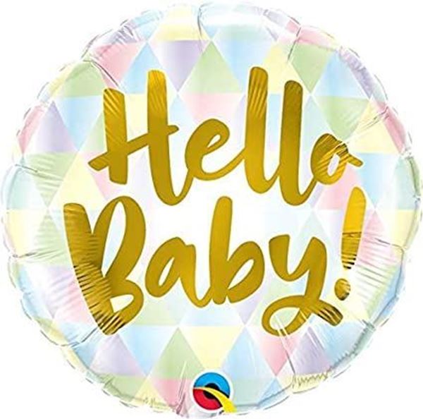 Balão Foil 18" Gold Script Hello Baby