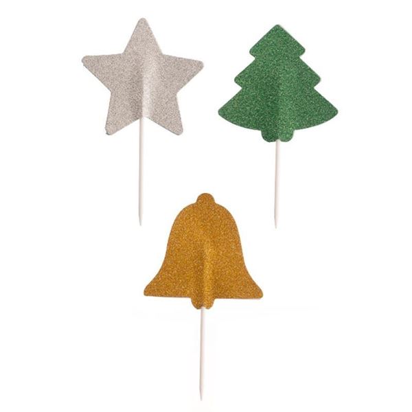 Topper Natal Sortido Glitter 3un
