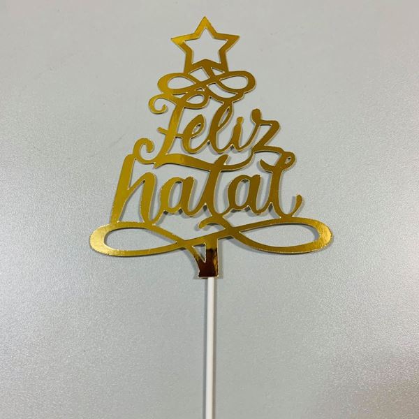 Topper Feliz Natal Dourado