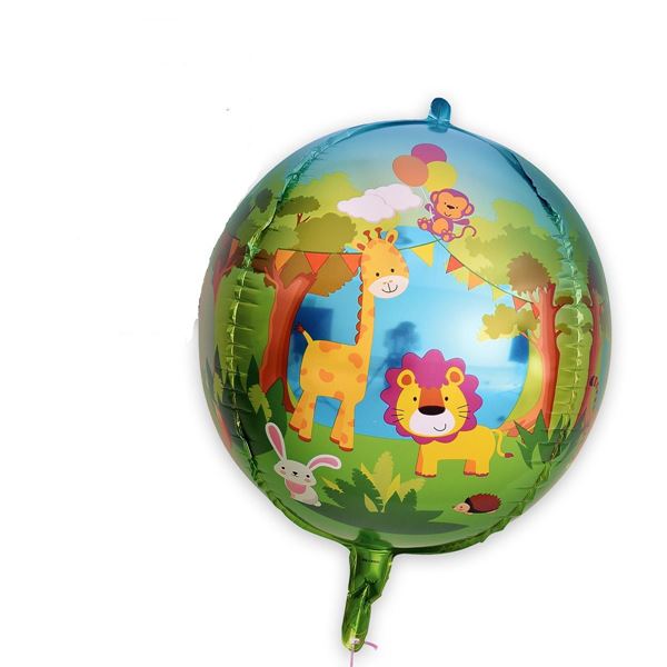 Balão 4d Redondo Animais Selva 60cm