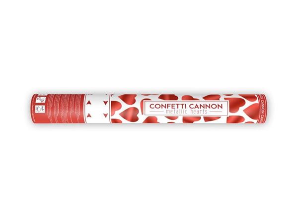 Canhão Confettis Corações Vermelhos 40cm