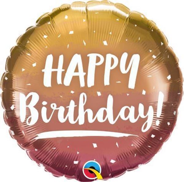 Balão Foil 18" Happy Birthday Gold & Rose Gold