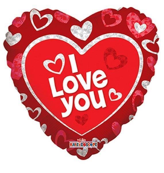 Balão Foil 18" I Love You Corações Brancos