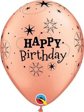 6 Balões 11" Birthday Sparkle - Rose Gold