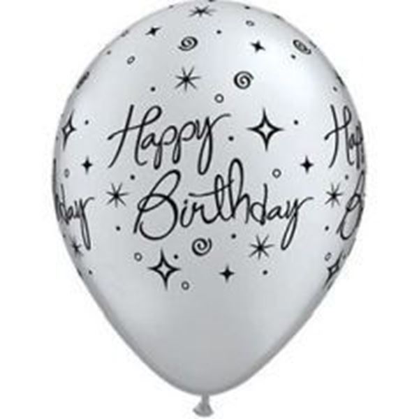 6 Balões 11"birthday Sparkle - Prata