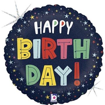 Balão Foil 18" Happy Birthday Estrelas Coloridas