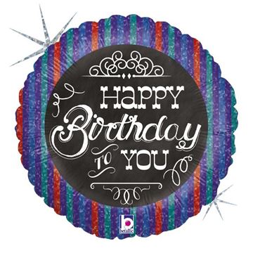Balão Foil 18" Happy Birthday Quadro Preto