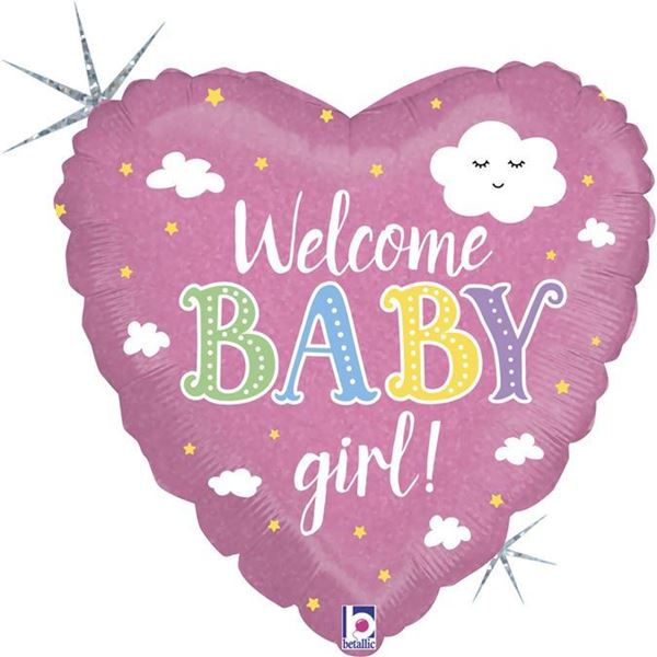 Balão Foil 18" Coração Welcome Baby Girl