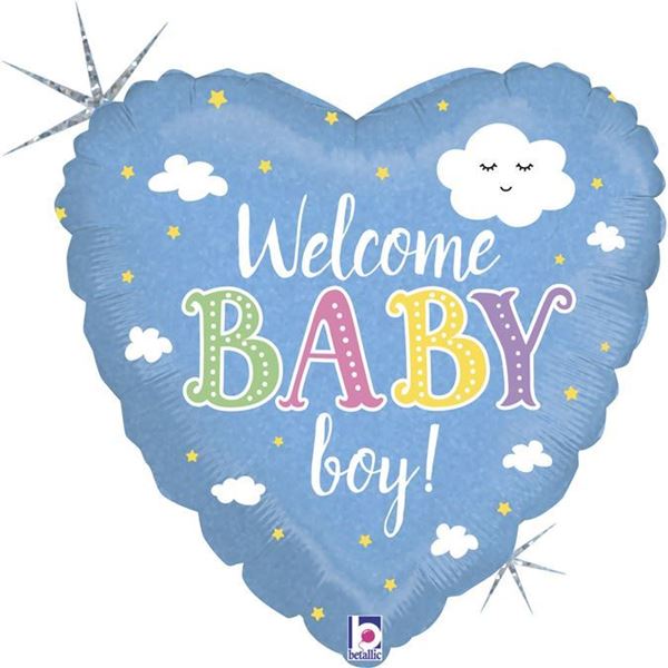 Balão Foil 18" Coração Welcome Baby Boy